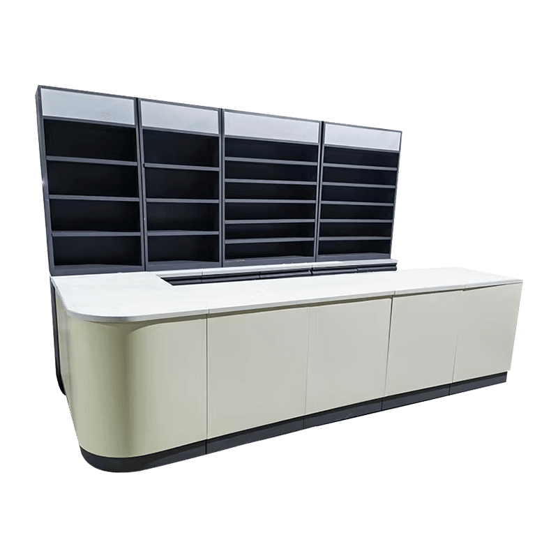 Stora lagringsdiskar i närbutik kassadisk